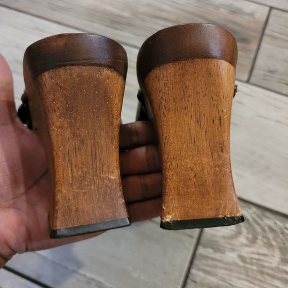 MIA Women's 10 Brown Leather studded heeled mules clogs bohemian hippie retro - Picture 8 of 13